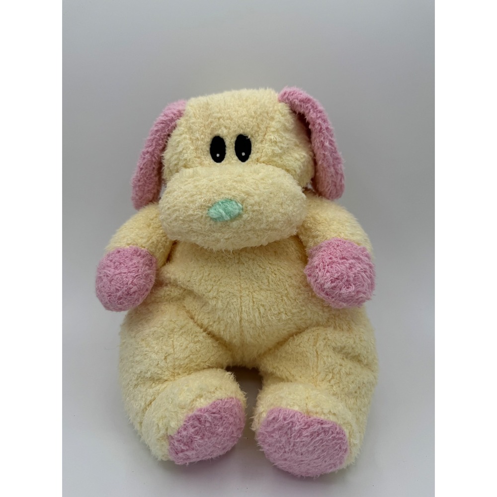 Vintage 1999 Ty Tylon Plush Dog Cream Pink Rattle Stuffed Animal Puppy 7 inch
